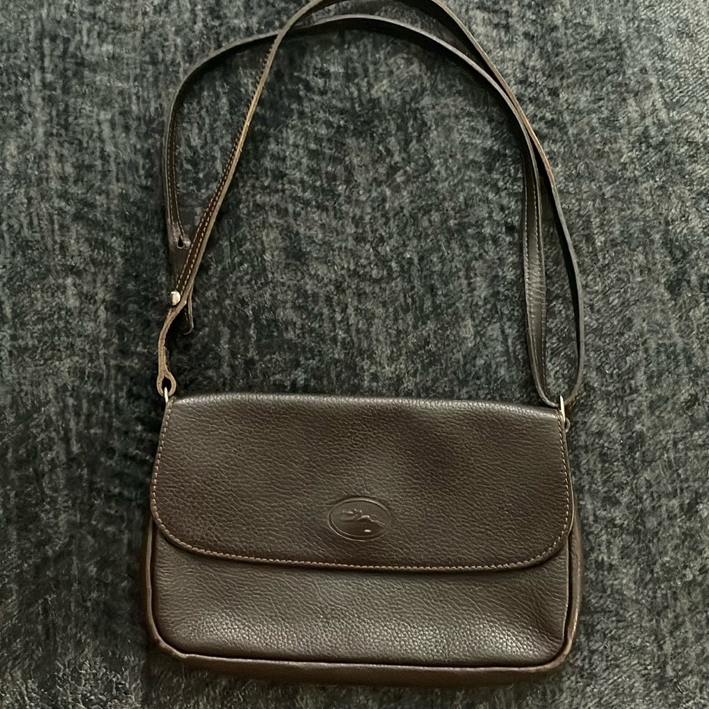 Vintage Longchamp dark brown leather bag